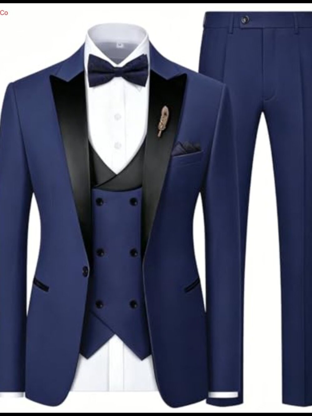 Men's 3-Piece Slim Fit Peak Lapel One Button Tuxedo Suit Set for Prom Wedding